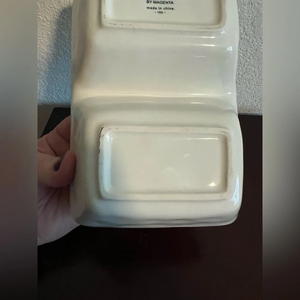Rae Dunn You're Pretty White Ceramic Dual Section Dish